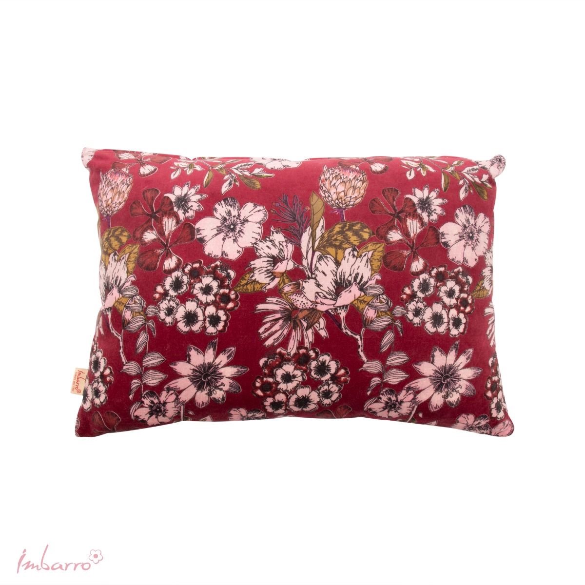 Imbarro Home & Fashion Imbarro - Sierkussen - Kussen - Essence - Burgundy - Velours - Bordeaux - Bloemenprint - 40x60cm Burgundy Bordeaux