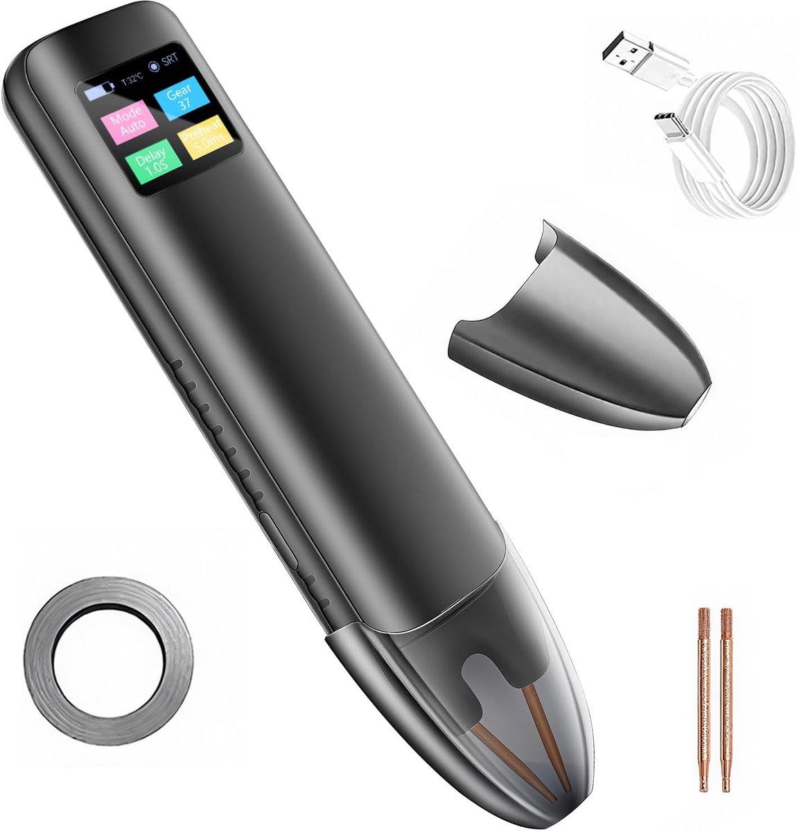 Puntlasapparaat voor accu's, handheld puntlasapparaat T9-757 met 99 instelbare instellingen, 1,3-inch lcd-display, dubbele modus voor montage en reparatie van lithiumbatterijen