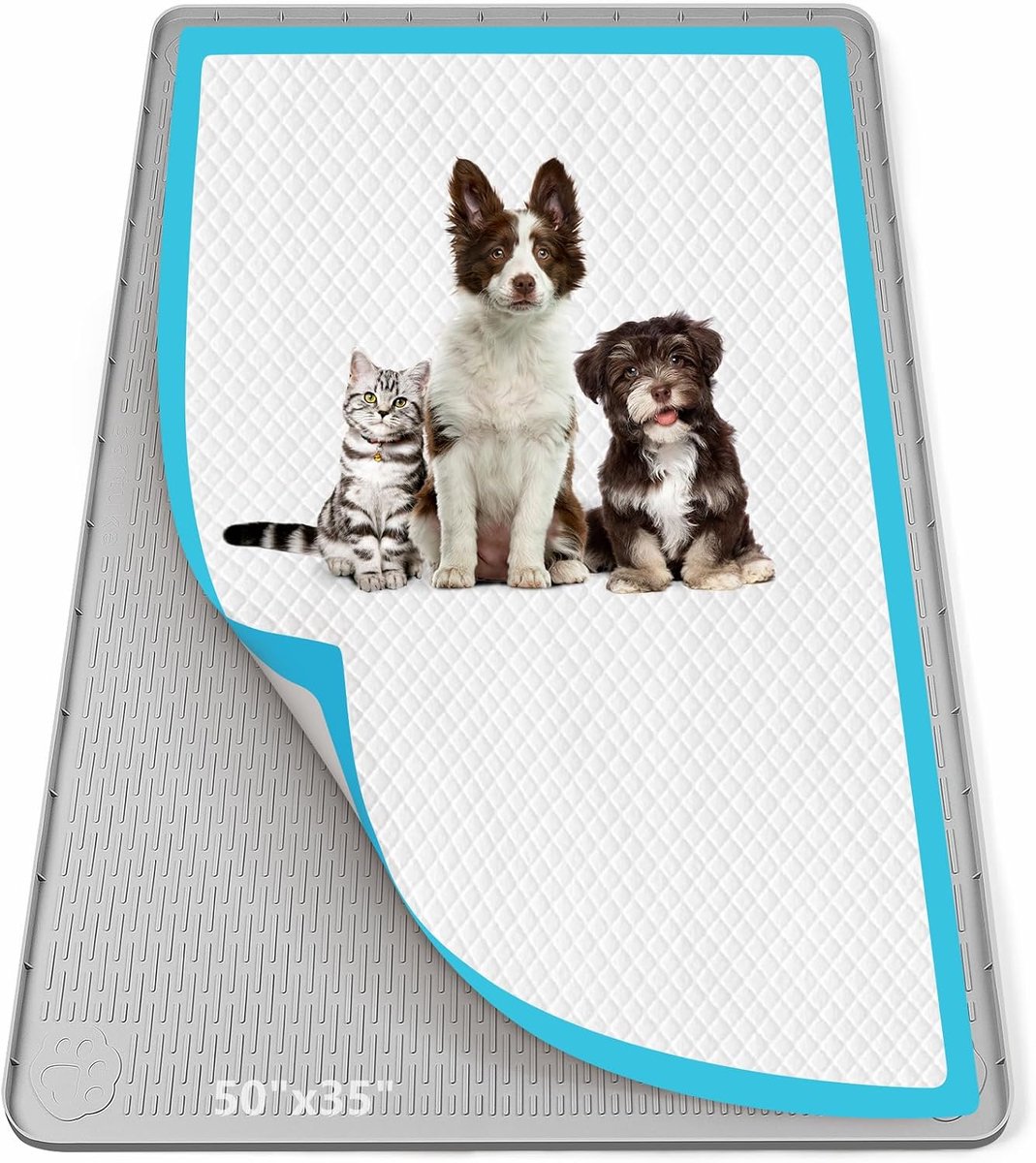 Plaspadhouder voor honden, 127 x 89 cm, siliconen plasbakmat, lekvrij, hoge rand, geen morsen huisdierpadhouder voor puppy, kat, konijn, trainingspads voor vloerbescherming, geen plaspads