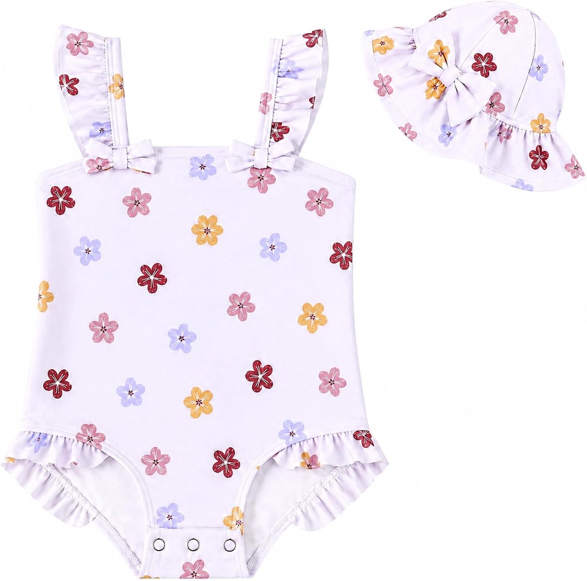 Badpak voor kleine meisjes, eendelig babybadpak met zonnehoed, schattige strandbadmode, sneldrogend badpak voor kinderen van 3 tot 36 maanden