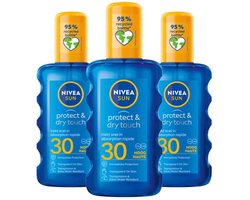NIVEA Sun - Protect en Dry Touch Verfrissende Vernevelende Zonnebrand Spray SPF 30 - 3 x 200 ml - Voordeelverpakking