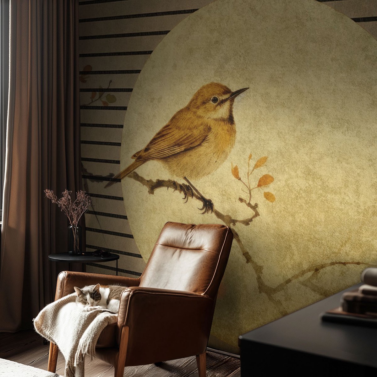 Coloray Vliesbehang - Wit Snellijm Behang - 104x70 cm - Harmonievogel Fotobehang Vlies - Woonkamer behang Dieren - Muurschildering - Hal behang