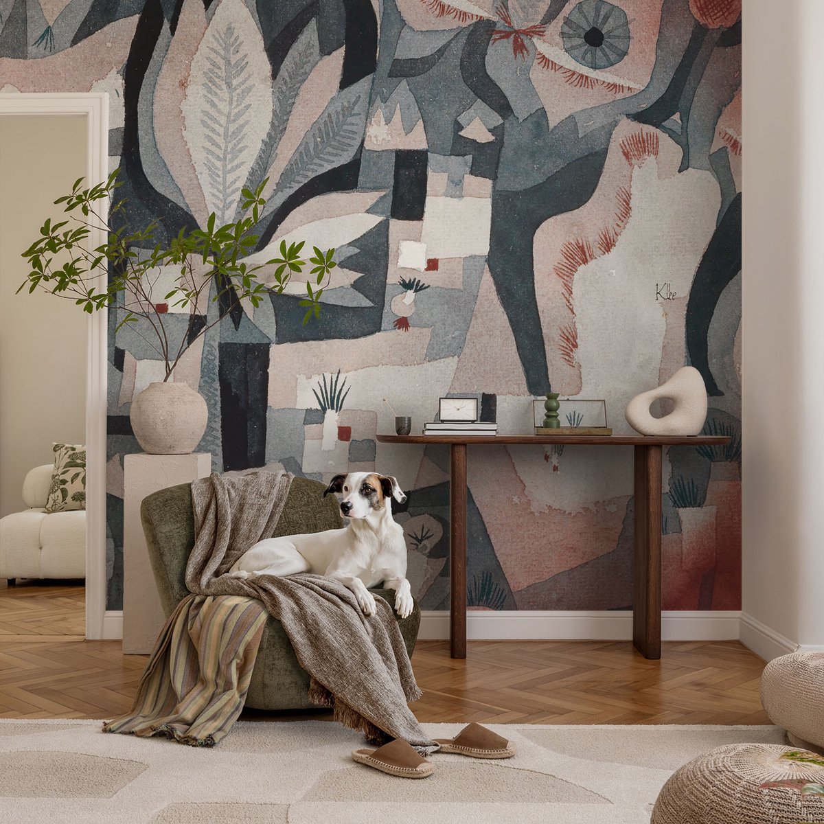 Coloray Vliesbehang - Beige Snellijm Behang - 104x70 cm - Abstractie Van De Natuur Fotobehang Vlies - Woonkamer behang Abstractie - Muurschildering - Woonkamer behang