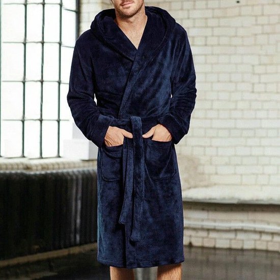 Gewaad heren Winter Warme Gewaden Dikke Verlengde Pluche Sjaal Badjas Kimono Thuis Kleding Lange Mouwen Gewaad Jas good — afbeelding 3