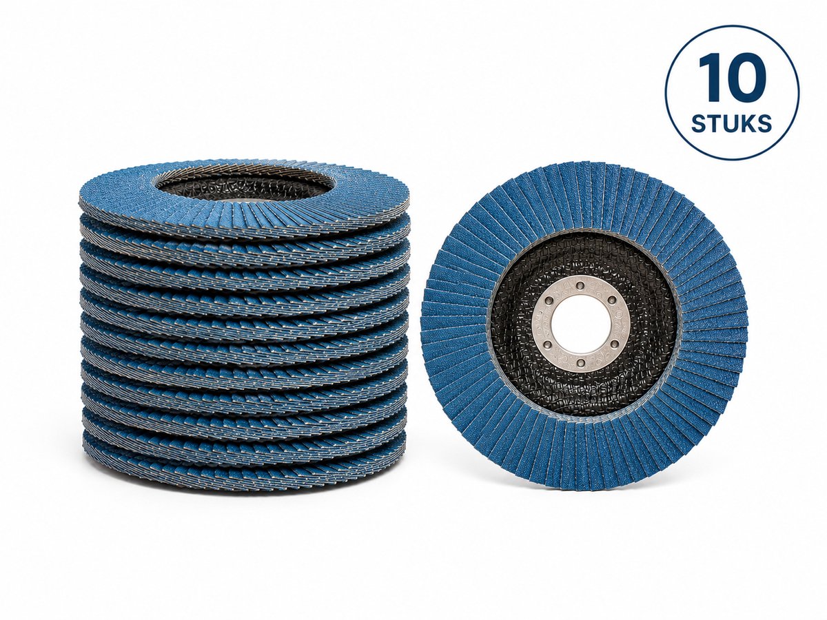 Lamellenschijven 125 mm P120 Zirkonium – 10 Stuks – Slijpschijf voor Metaal, RVS, Hout – 22,23 mm