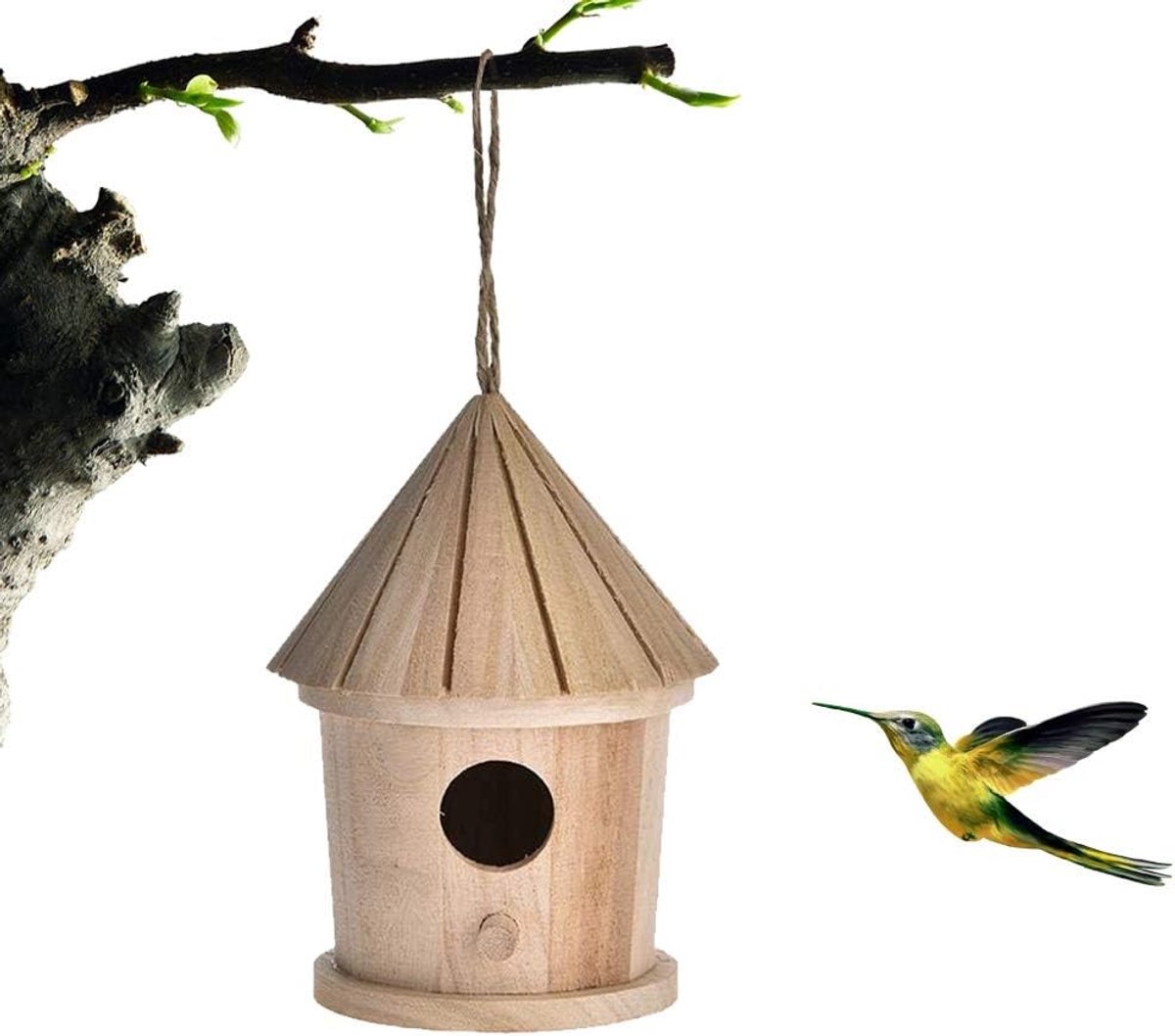 Natuurlijke Vogelhuisje voor Blauwborstjes en Kleine Mezen - Ideaal Nestkastje voor Tuin en Balkon