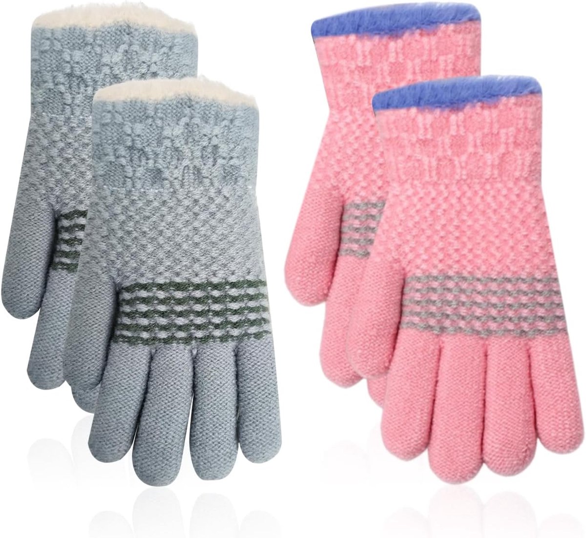 Handschoenen voor kinderen, fleece handschoenen, gebreide handschoenen, winterproducten ter bescherming tegen kou, zachte handschoenen, Roze, M