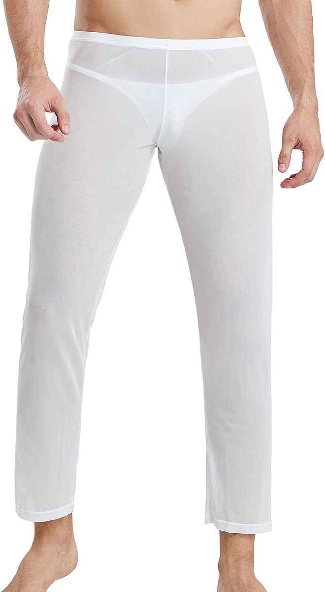 Doorzichtige herenpyjamabroek van netstof, transparante nachtkleding, slaapbroek, comfortabele, doorzichtige broek, clubwear