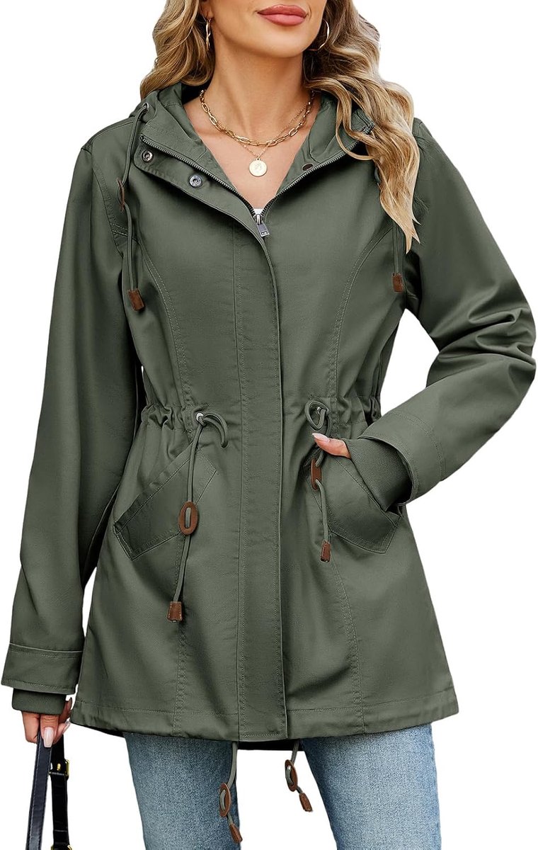 Damesjas, tussenseizoen, lichte parka met capuchon, casual, jas, lente, militair, ritssluiting, jas, herfst, jas