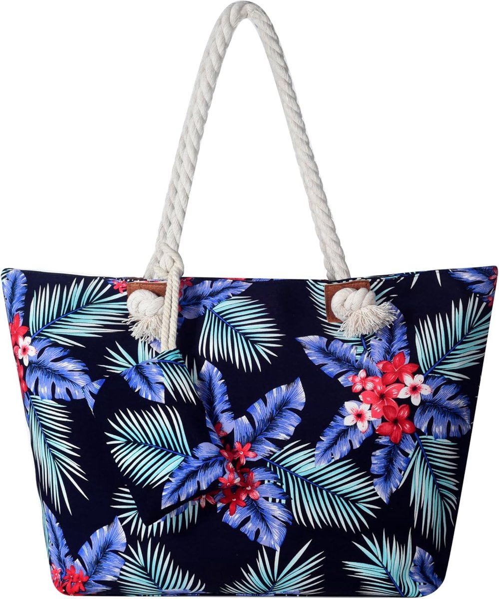 Strandtas met rits 58 x 38 x 18 cm veren shopper schoudertas beach style