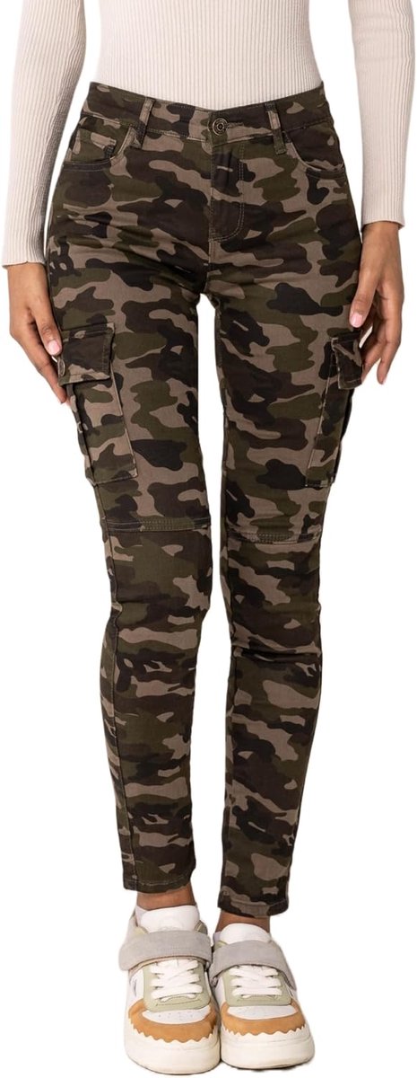 Carter S353 Cargobroek voor dames, skinny fit, jeansbroek, cargojeans, stretchjeans, used look