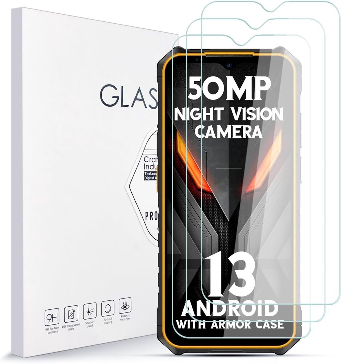Beschermfolie voor Ulefone Armor X13,9H gehard glas super duurzaam, anti-olie, beschermende folie displaybeschermfolie voor Ulefone Armor X13 3 stuks