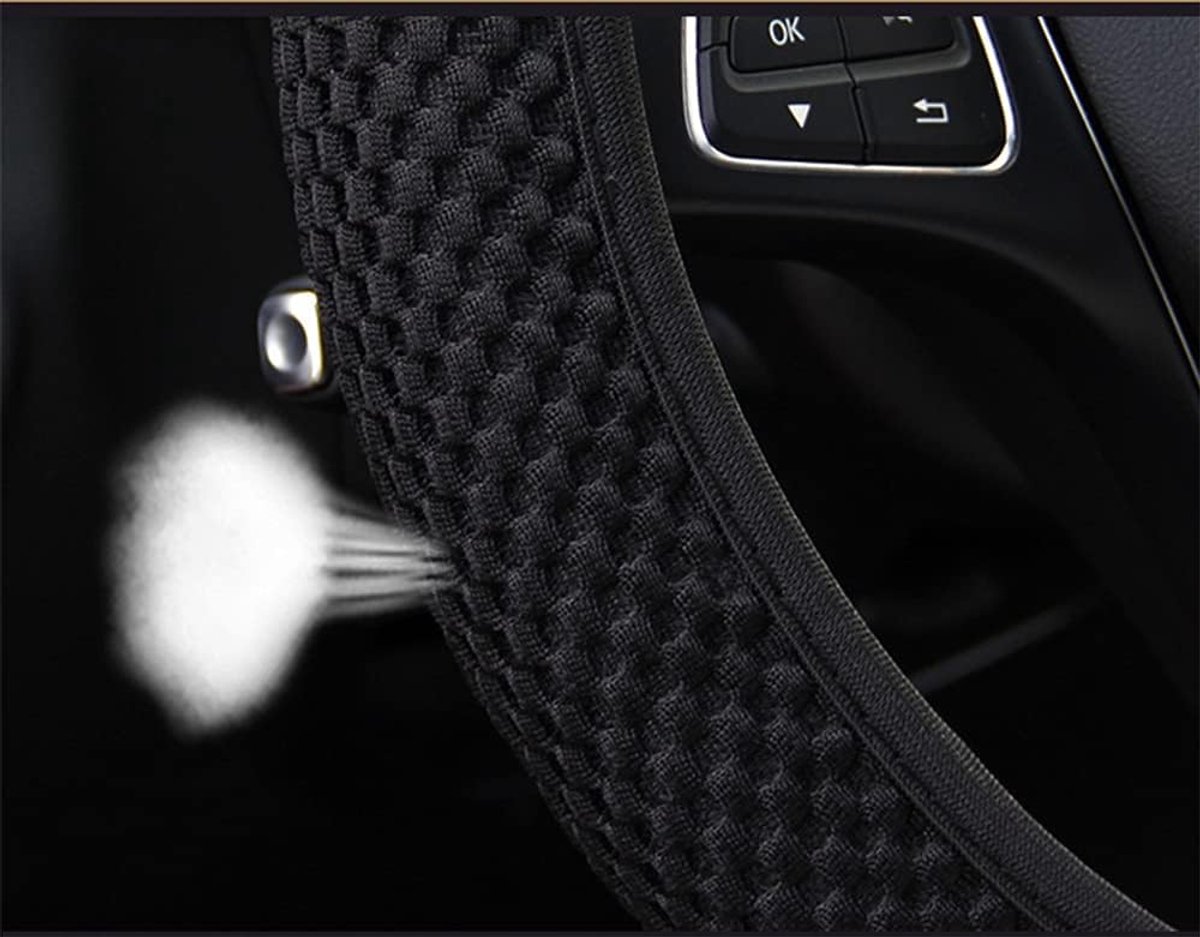 3-in-1 universele autostuurhoes, 37-38 cm, antislip stuurhoes, ademend roosterweefsel, zomer, stuurhoes, stuurbescherming voor vrachtwagen, auto-accessoires, rood