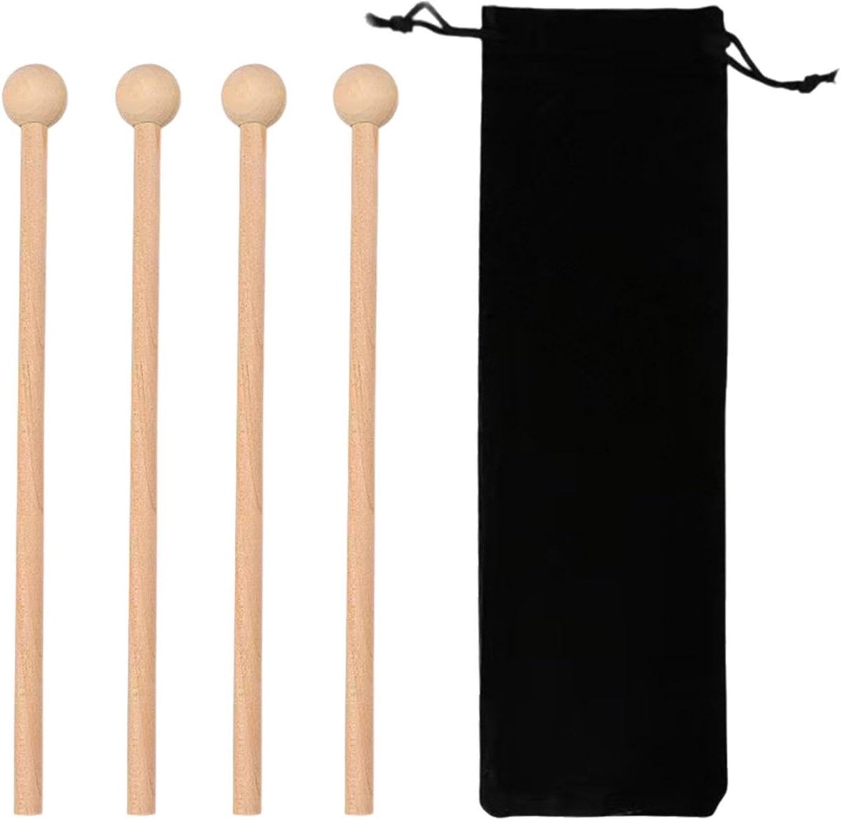4-delige drumsticks en 1 stuk etui, percussie-accessoires, percussie-instrumenten voor muziekinstrumenten, geschikt voor xylofoons, drums, glockenspiel