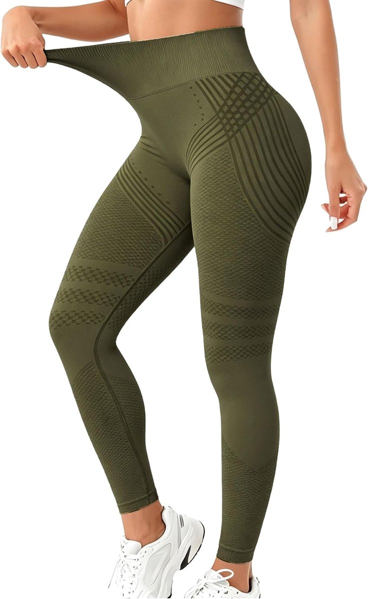 3D-compressiebroek voor dames, anti-cellulitis, compressie, hoge taille, push-up, yoga, fitnessbroek, lange sportbroek, 1 stuks