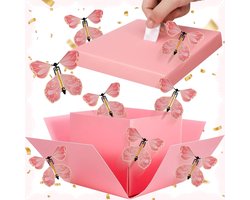 Zeaying Verrassingsdoos Met 8 Vlinders, Verrassingsdoos Met Vliegende Vlinders Pop-Up-Explosie-Geschenkdoos Voor Verjaardag Bruiloft Feestdecoratie Voor Vrienden En Familie