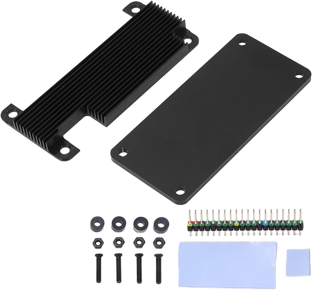 Beschermhoes voor Raspberry Pi Zero 2W met Snelle Koeling, Behuizing voor Single Board Computers, Zwarte Shell met Kleurrijke Pin Header, Beschermhoes voor Mini Computer