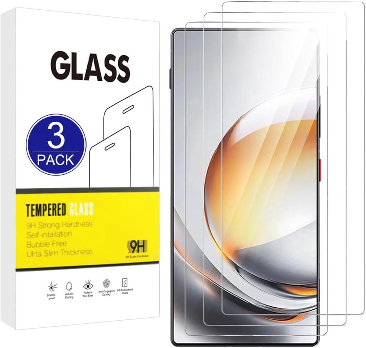 Schermbeschermer Compatibel met Nubia Z80 Ultra, 3 Pack [9H Hardheid,Hoge Gevoeligheid,Breukvast] 2.5D High Definition Gehard Glasfolie voor Nubia Z80 Ultra