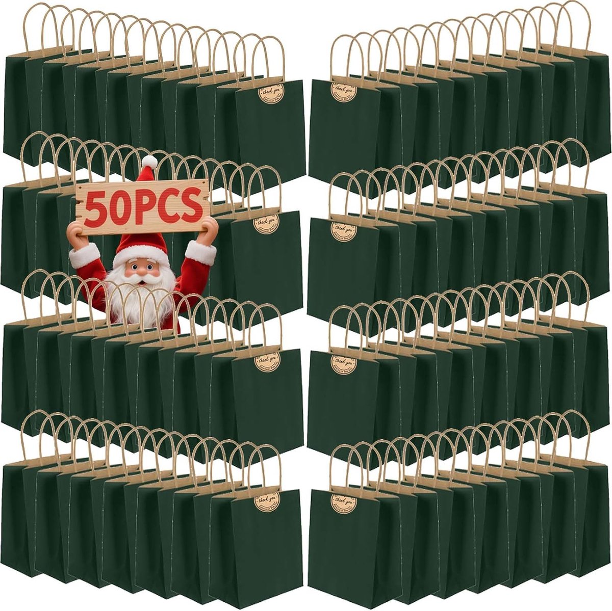 50 Stuks Kleine Papieren Zakken Met Handvatten, Papieren Cadeauzakjes (21x15x8cm), 130GMS Verdikte Kraftzakken Voor Feestgunsten, Winkelen Omvat Etiketten Voor Gunsten Verjaardagsfeestje Bruiloft