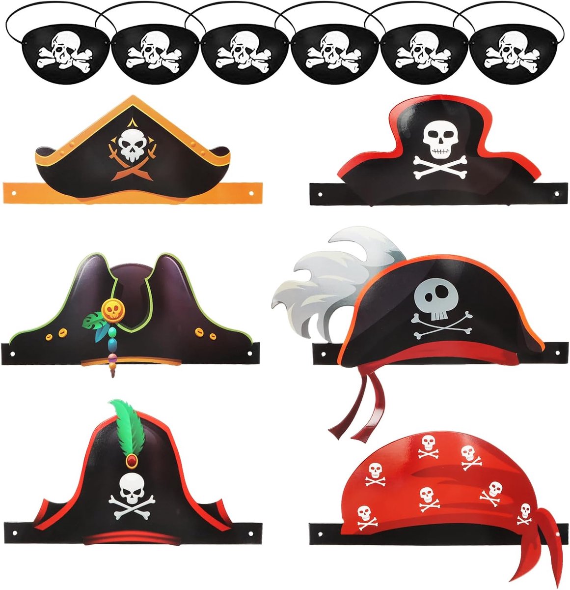 6 piratenhoeden + 6 oogkleppen