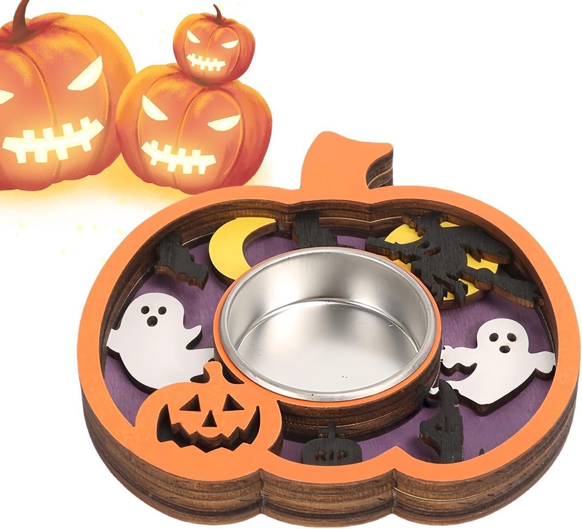 Kaarsenhouder Houten Halloween Feestdecoraties