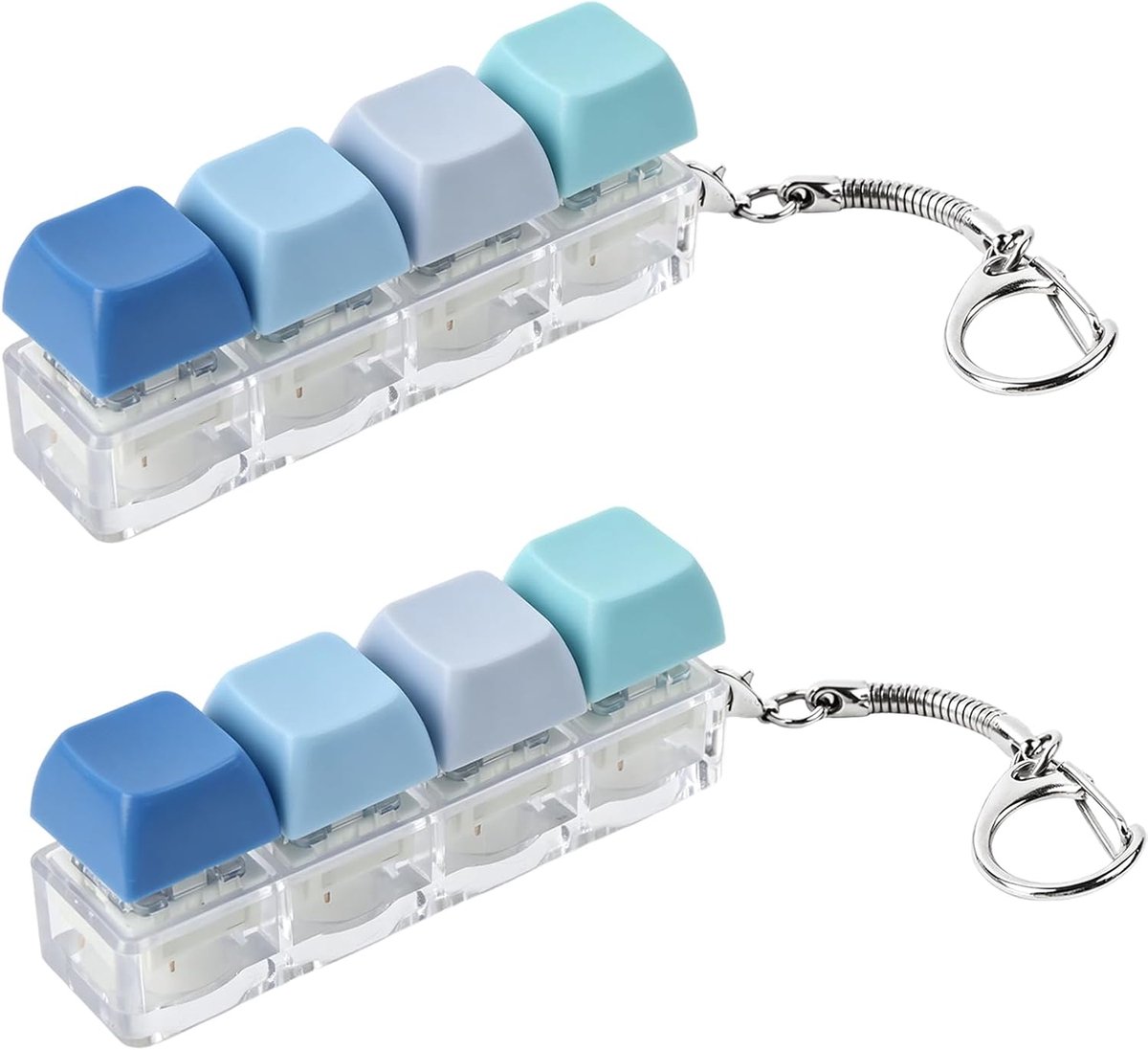 2 stuks toetsenbord fidget speelgoed, grappig toetsenbord fidget stress speelgoed, clicker, stressvermindering, sleutelhanger, kleurrijke keycap voor decompressie, verbruik tijd