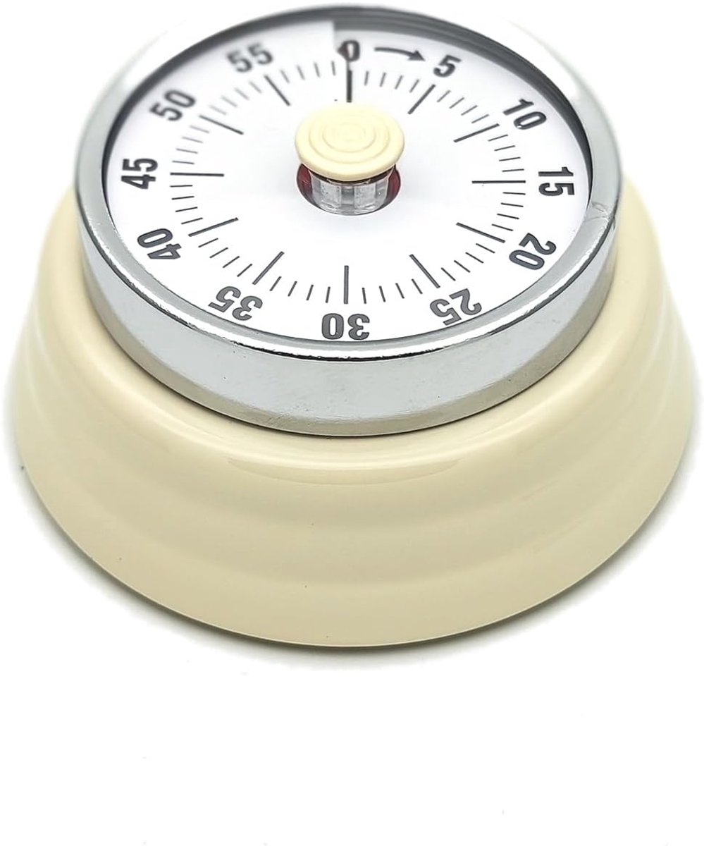 Keukentimer, geen batterijen nodig, magnetische 60 minuten visuele aftelwekker voor koken, studie, games, kantoor (wit)