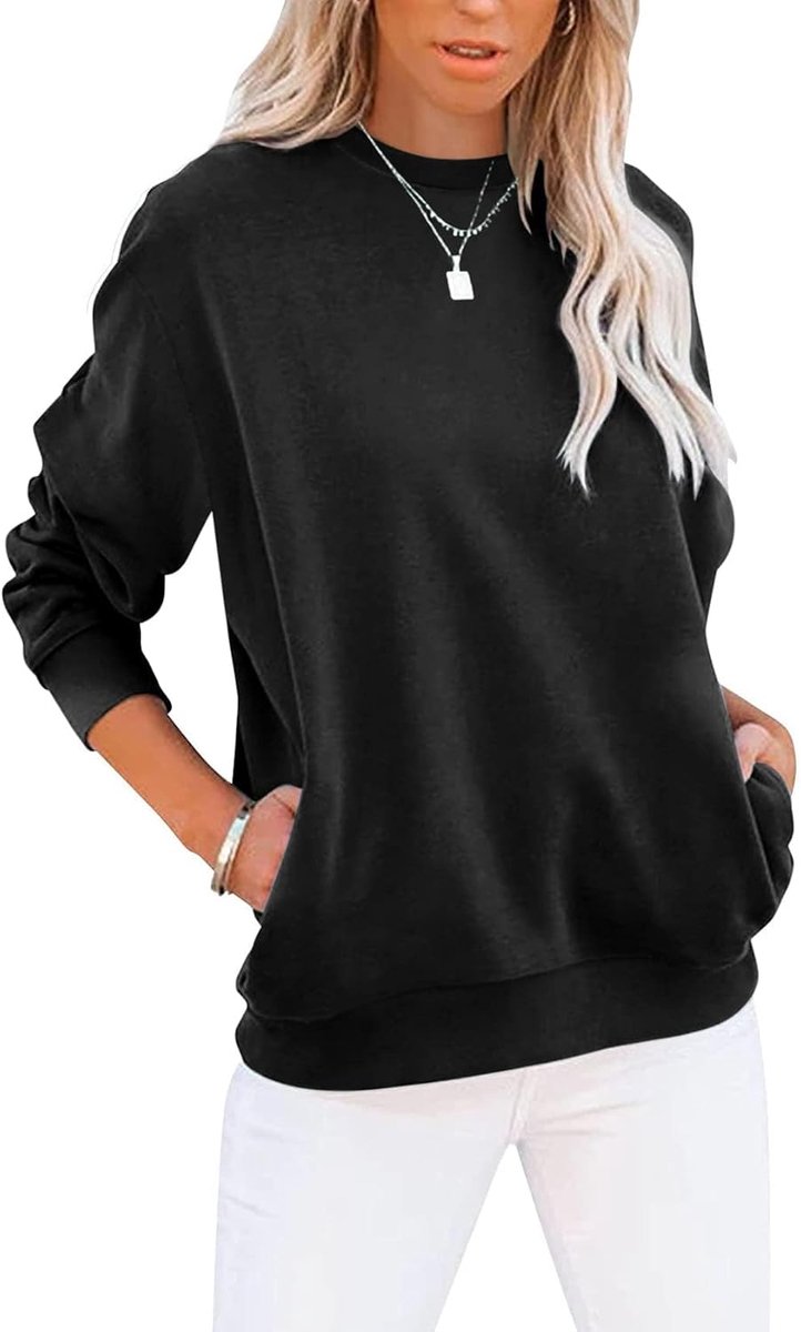 Sweatshirt Dames T-shirts Lange Mouw Ronde Hals Tops Basic Shirt Dames Tees Losse Fit Casual Comfortabel Bovendeel