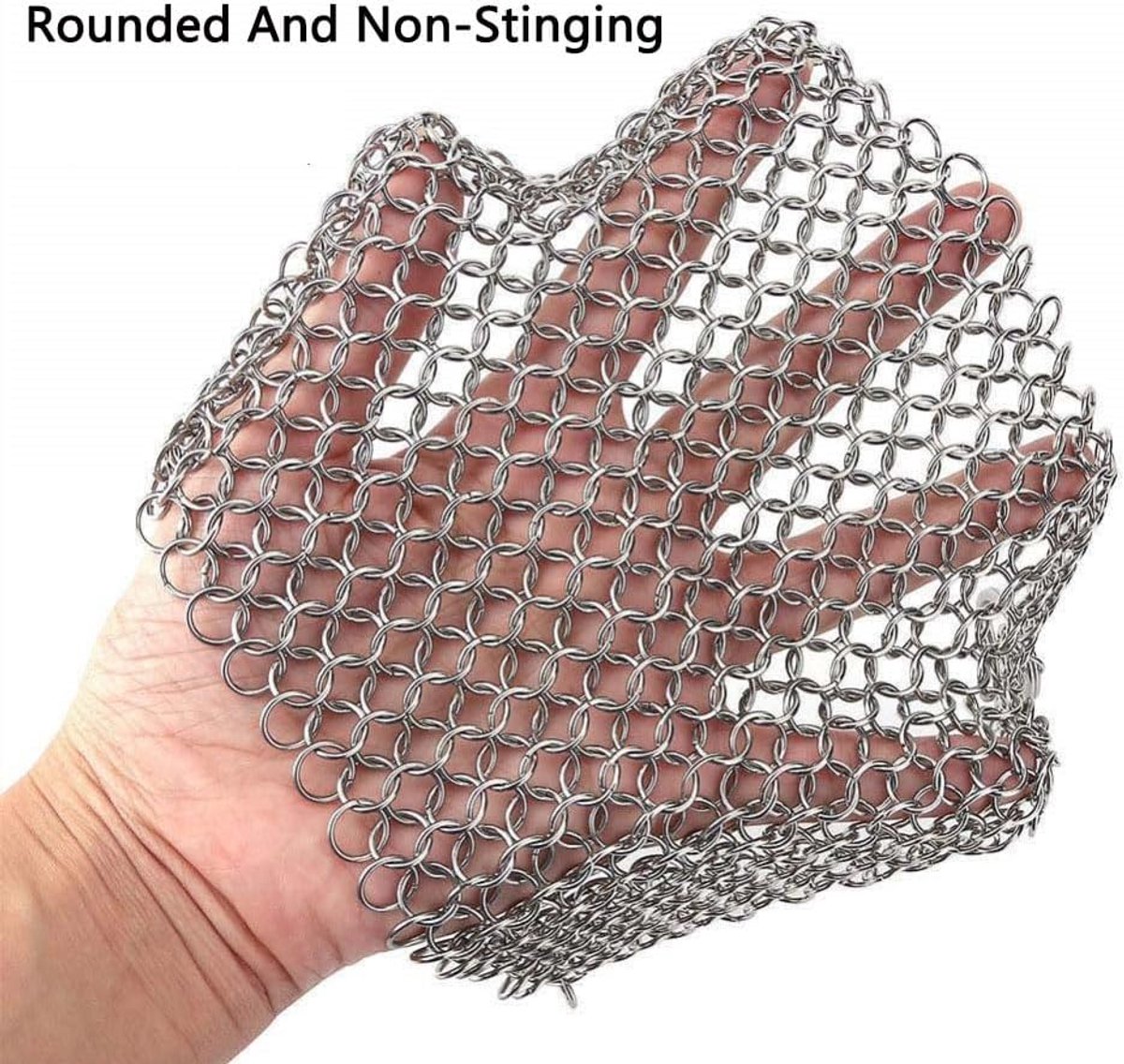 2 stuks Chainmail schuurspons gietijzerreiniger, roestvrijstalen schuurspons voor het reinigen van gietijzer, wok, kookpot, bakplaat of onderhoud van gietijzeren ketel, rond 10 cm