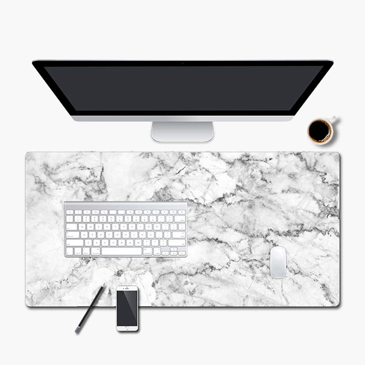 Extended PU Mouse Pad, Office Mousepad Grote Decoratieve Muis Matten, Laptop Toetsenbord Muis Mat Gift Van Het Bureau,A,24"x 12"