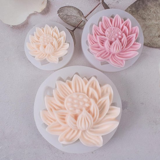 3D siliconen mal lotusbloesem zeepvorm lotus kaarsvorm lotus kaarsvorm geurende epoxyhars vorm siliconenvorm — afbeelding 3