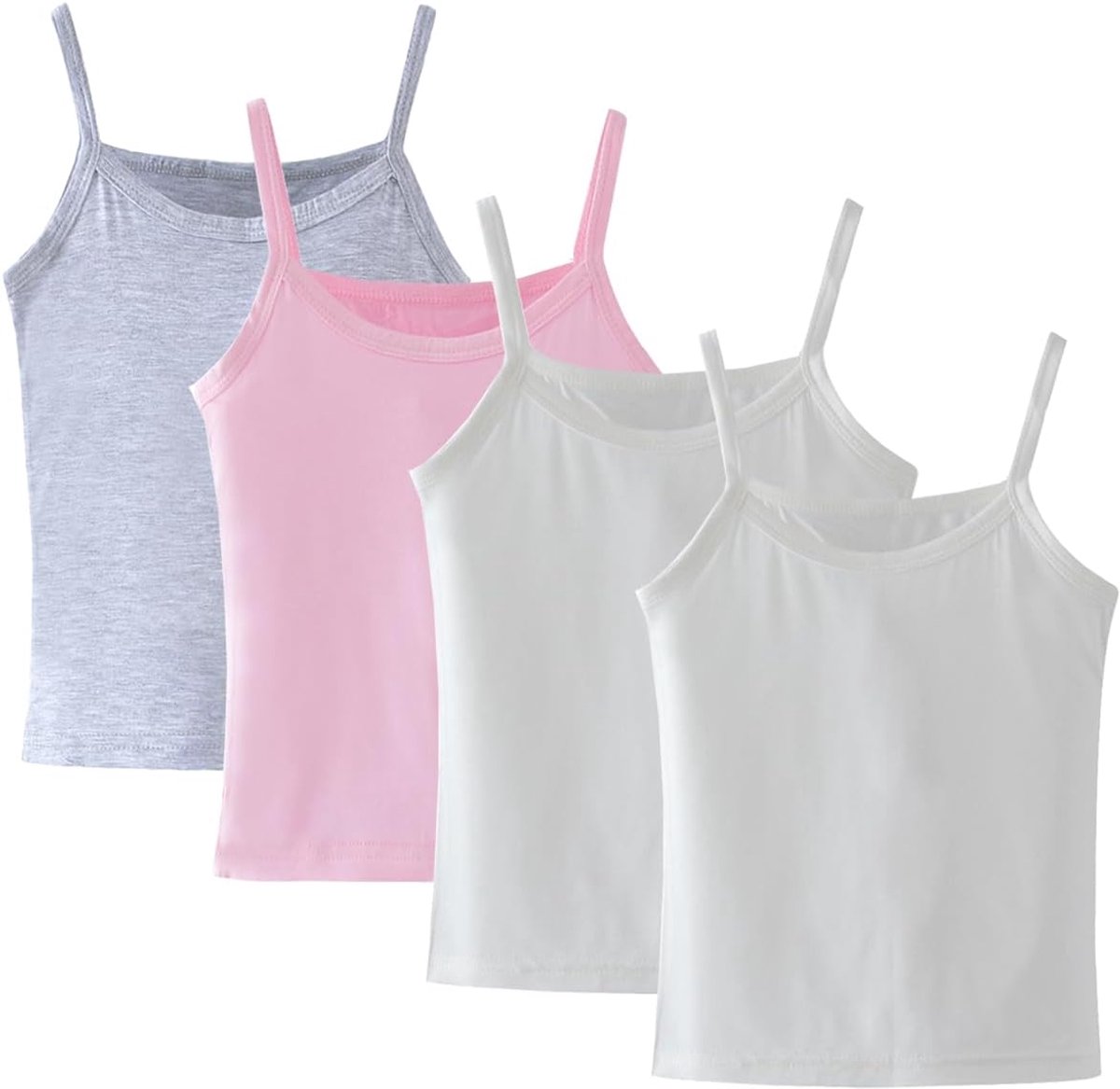 Set van 4 klassieke, solide camisole-onderhemden voor kinderen van 2-10 jaar, peutermeisjes, katoenen racerback tanktop, multipack