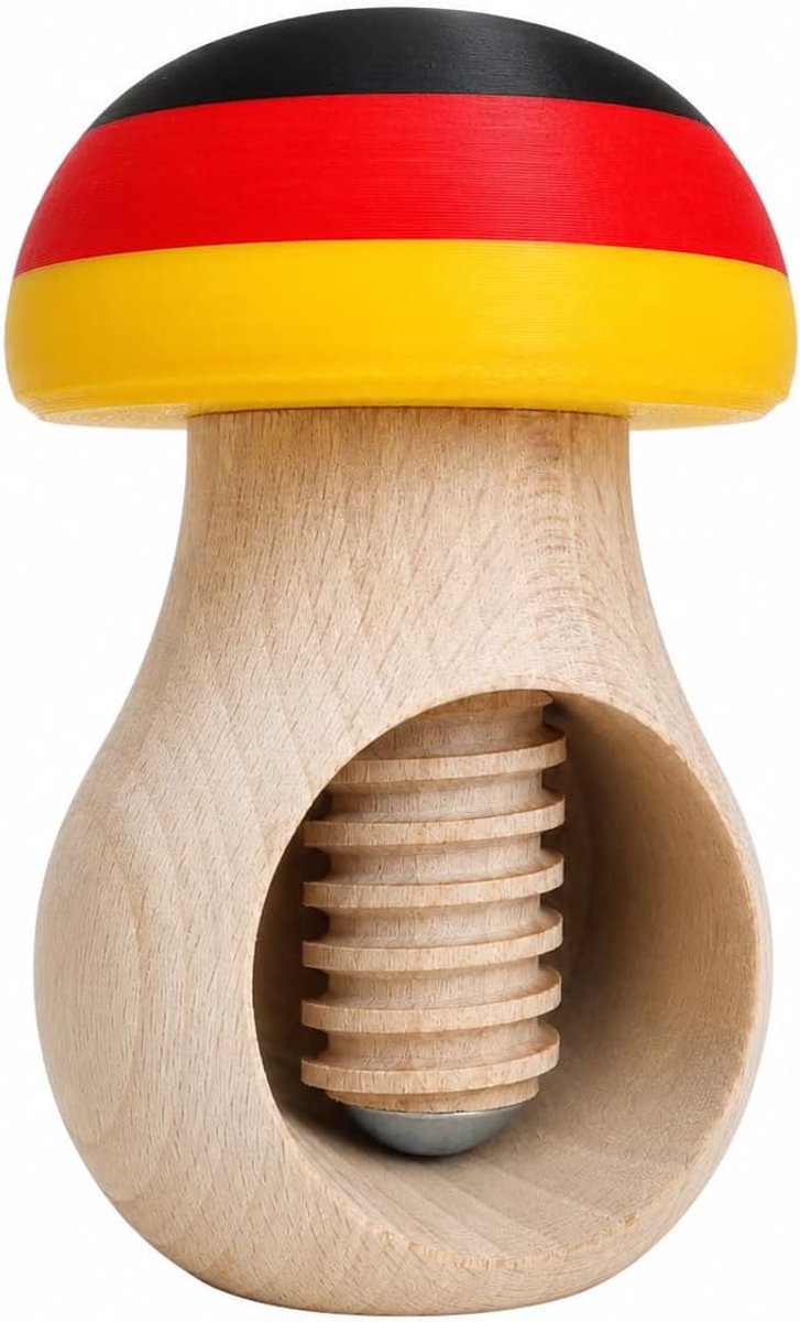 World Notenkraker in Paddenstoelvorm, Duitse Vlagkleuren, 10 cm