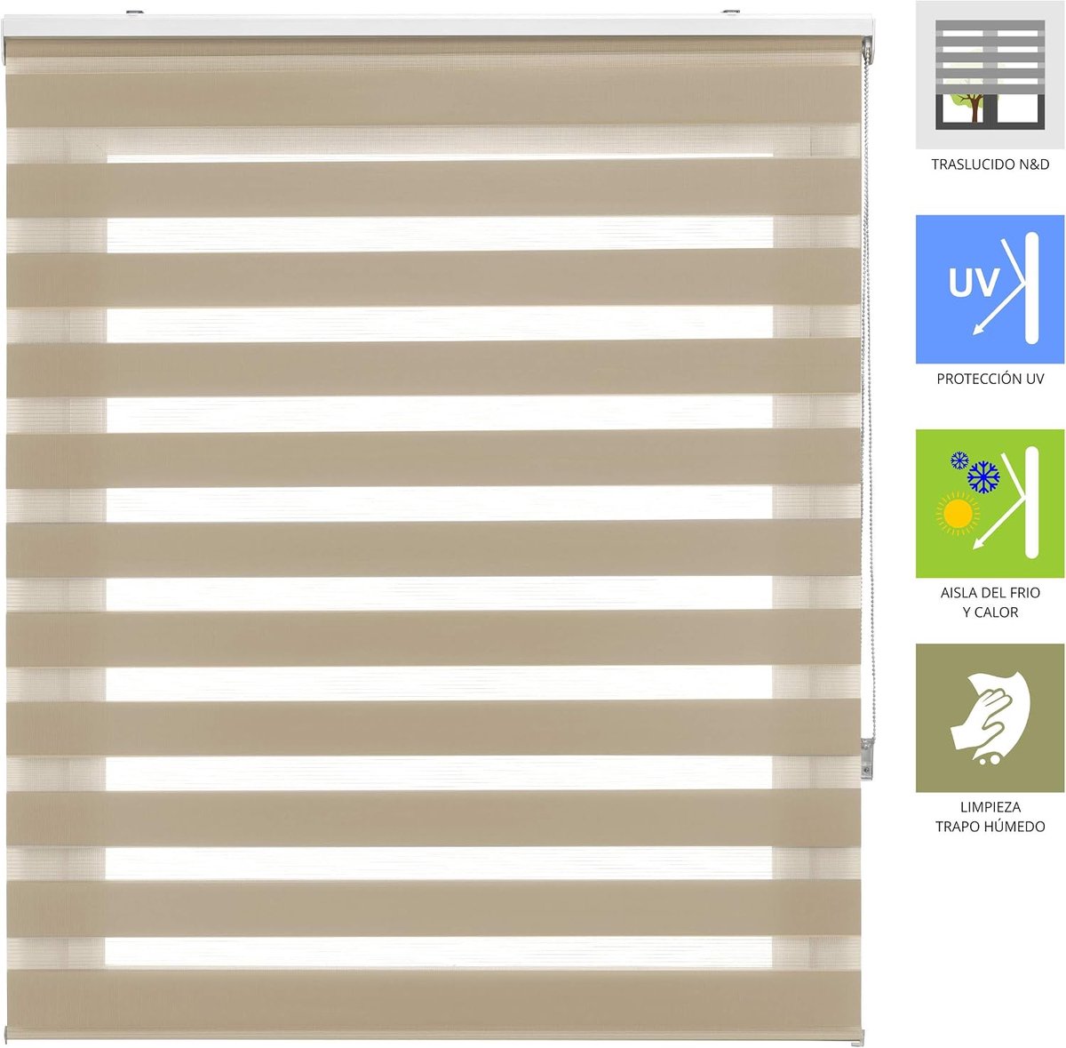 Rolgordijn voor nacht en dag, elegant, afmetingen 160 x 250 cm, eenvoudige installatie, stofgrootte, 157 x 245 cm, beige