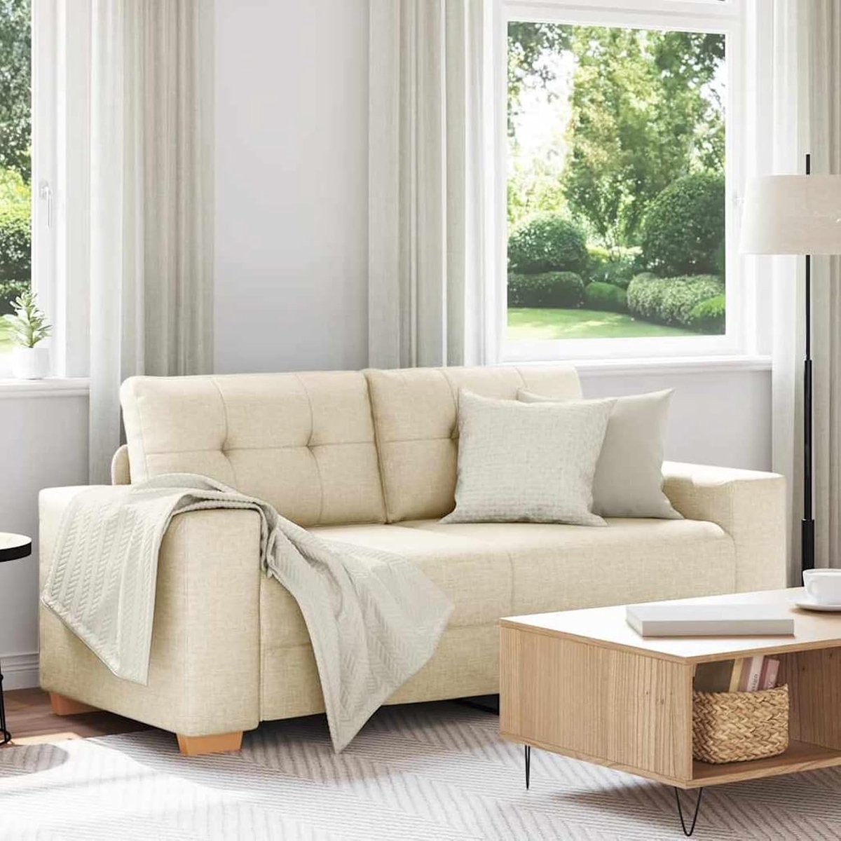 Loveseat 4105087 Linnen gestoffeerde bank, 140 cm, zitgroep voor woonkamer, appartement, kantoor, logeerkamer, entree