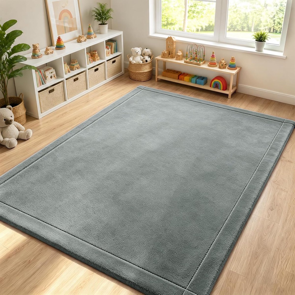 Traagschuim, speelmat, 200 x 150 x 2,5 cm, kindertapijt, zachte antislip onderkant, opvouwbaar, kruipdeken voor woonkamer, kinderkamer, box, tatami-mat, donkergrijs