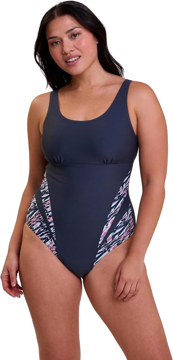 Complexe Dames Bondi Beach One Piece zwempak, grijs en grafisch, 40-42