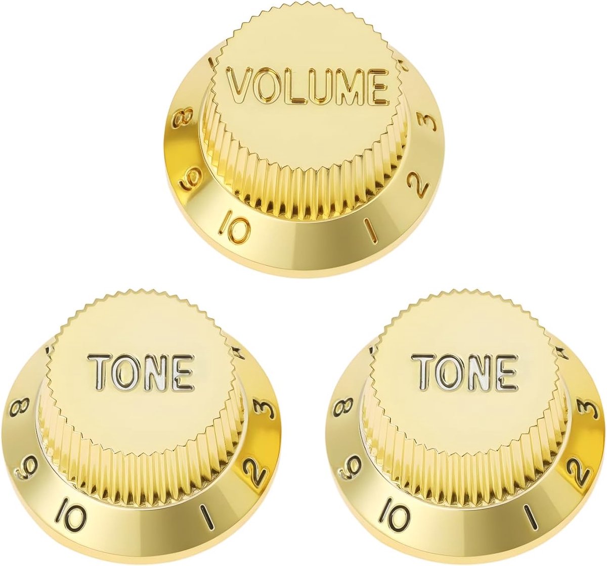 3-delige elektrische gitaarknoppen volumeknoppen en toonknoppen 6 mm gat compatibel met Stratocaster elektrische gitaren, goud