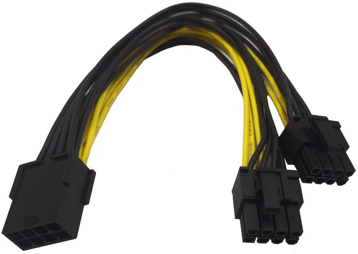8-pin vrouwelijke naar dubbele 8-pin (6+2) mannelijke splitter voedingsadapterkabel GPU voedingskabel 20,3 cm (1 stuk)