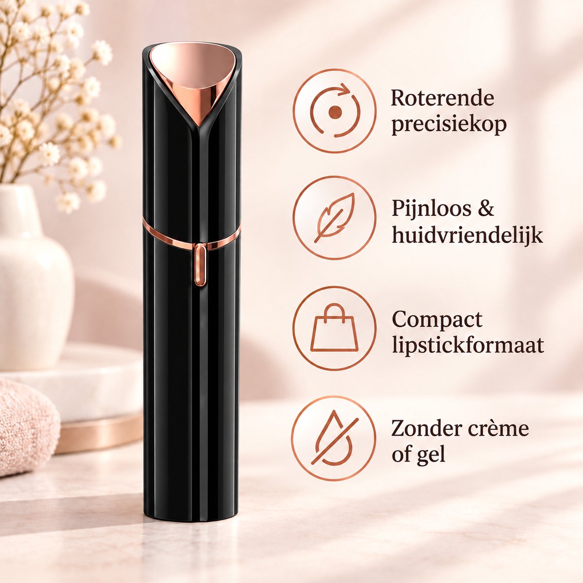 Facial Hair Remover voor Dames – Gezichtshaarverwijderaar & Precisietrimmer – Gezichtsontharing - Pijnloos voor Bovenlip, Kin en Wenkbrauwen – Inclusief Reinigingsborstel – Zwart