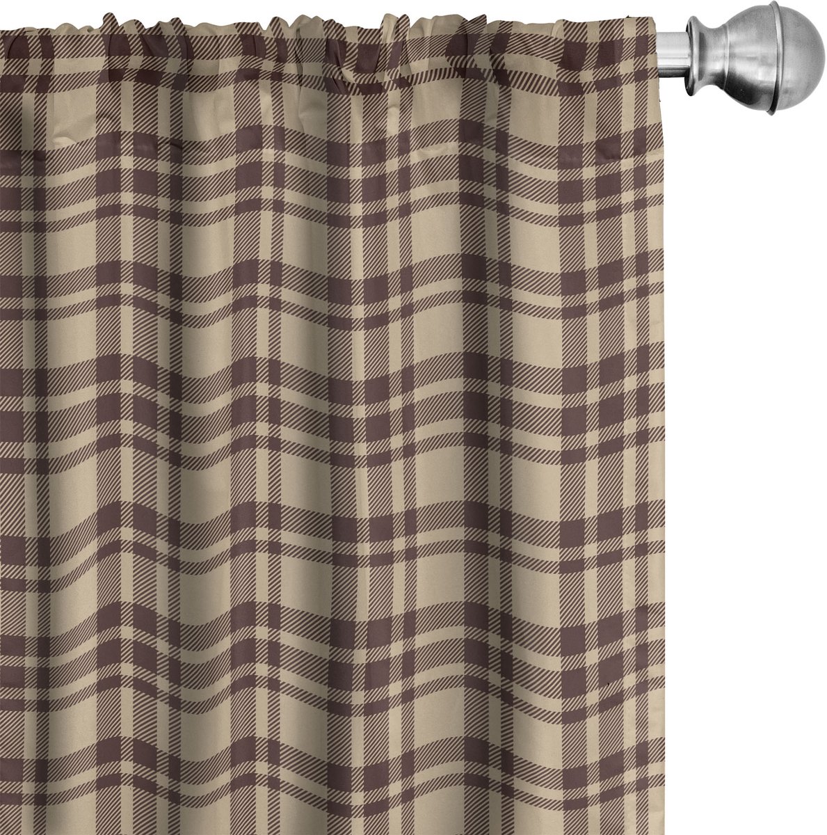 ABAKUHAUS Geruit Gordijnen set van 2, Ouderwets Tartan, Gordijn voor woonkamer en slaapkamer, 4 stuks 75 cm x 225 cm, Lichtbruin Bruin