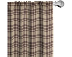 ABAKUHAUS Geruit Gordijnen set van 2, Ouderwets Tartan, Gordijn voor woonkamer en slaapkamer, 4 stuks 75 cm x 225 cm, Lichtbruin Bruin