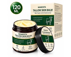Mamosta® Beef Tallow 120 ML - Whipped - Balm - Zalf - Natuurlijk Crème - Met Castor Olie & Bijenwas - Gezicht Creme - Anti Aging