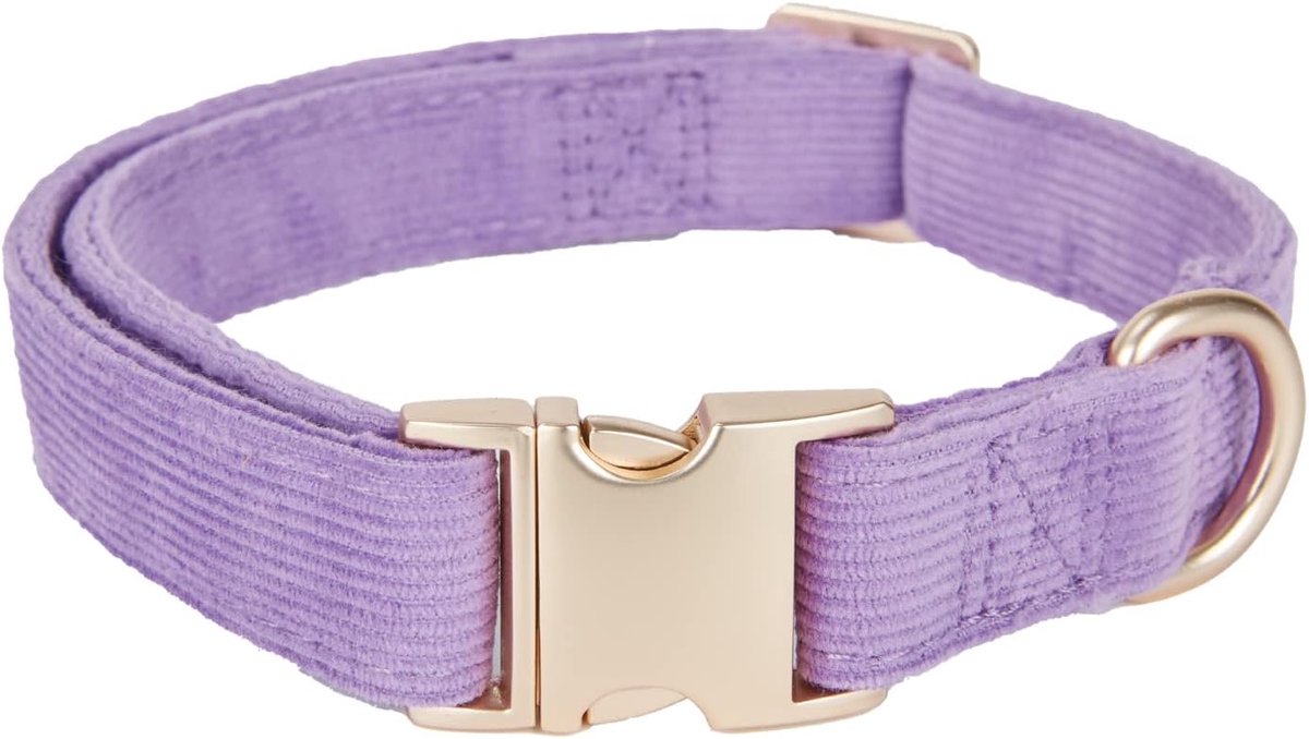 halsband van natuurlijk katoenen ribfluweel, gemaakt voor kleine honden met een gevoelige huid, lila