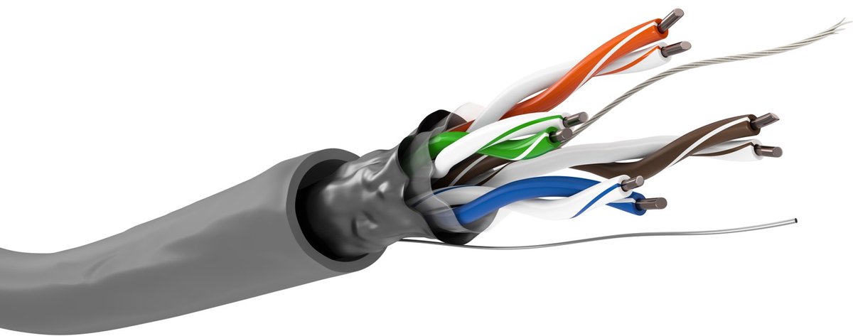 CAT5e F/UTP 100 meter internetkabel op rol stug grijs CCA - netwerkkabel