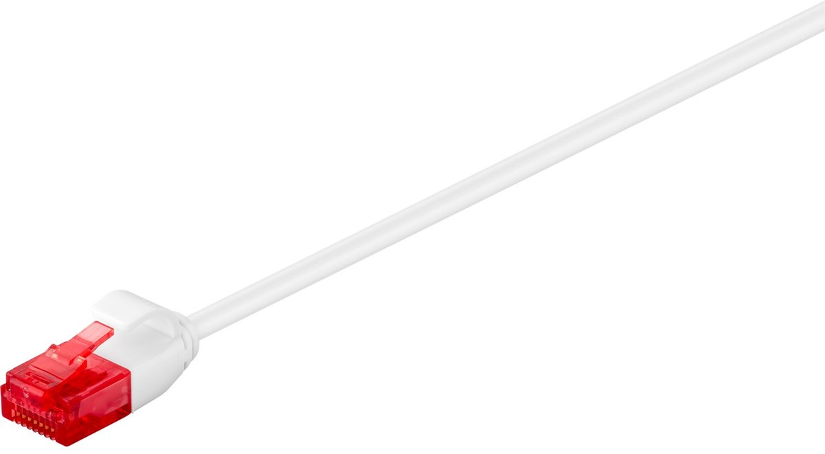 Goobay CAT 6 netwerkkabel slim, U/UTP, wit, koperen geleider, 15 cm