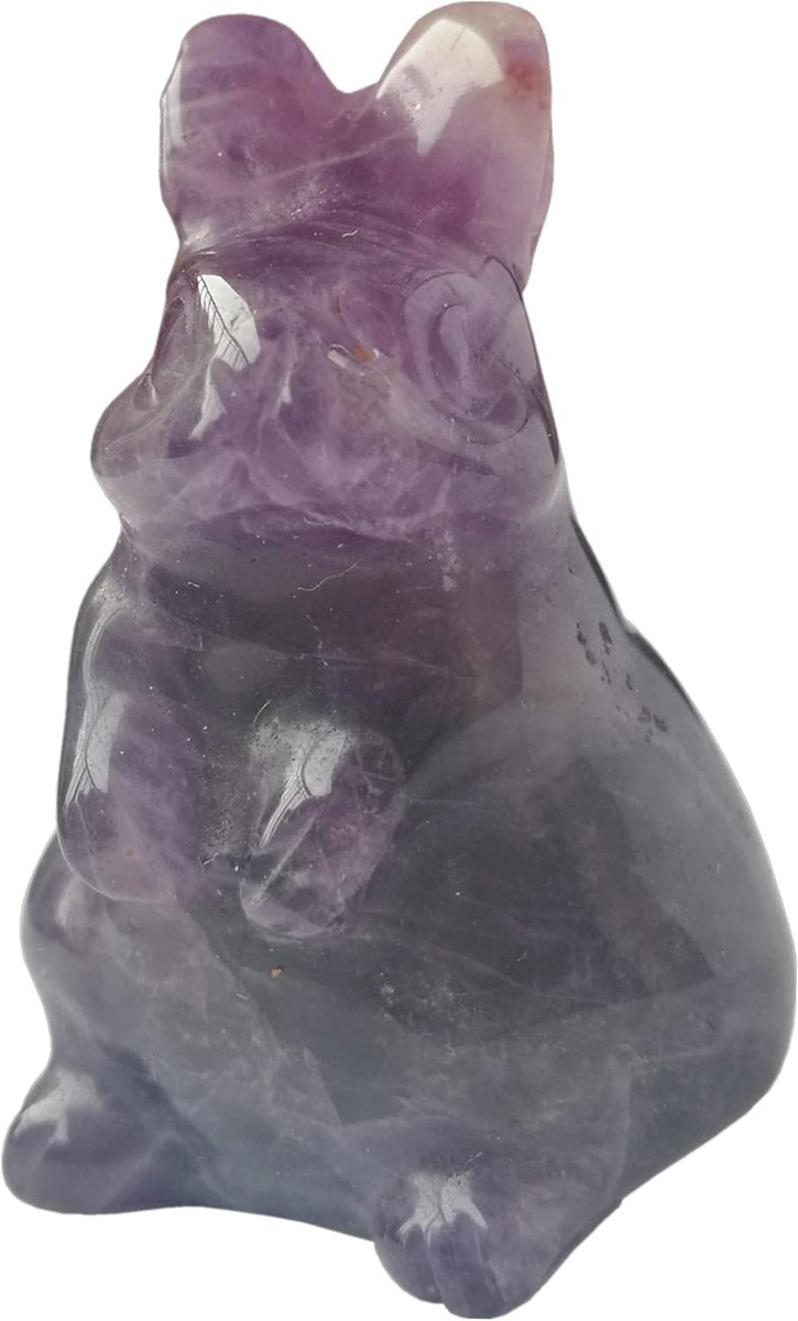 amethist hand gesneden konijnenbeeldje, 3,5 cm kristallen en helende stenen dierfiguren edelsteen