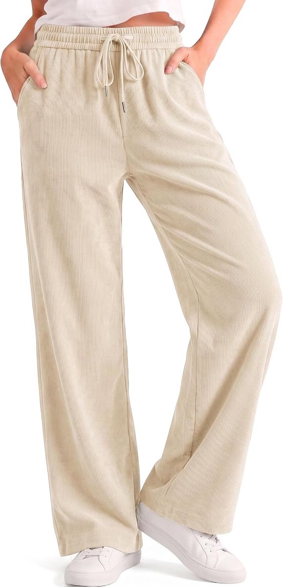 Geribbeld, rechte snit, elastische taille, trekkoord