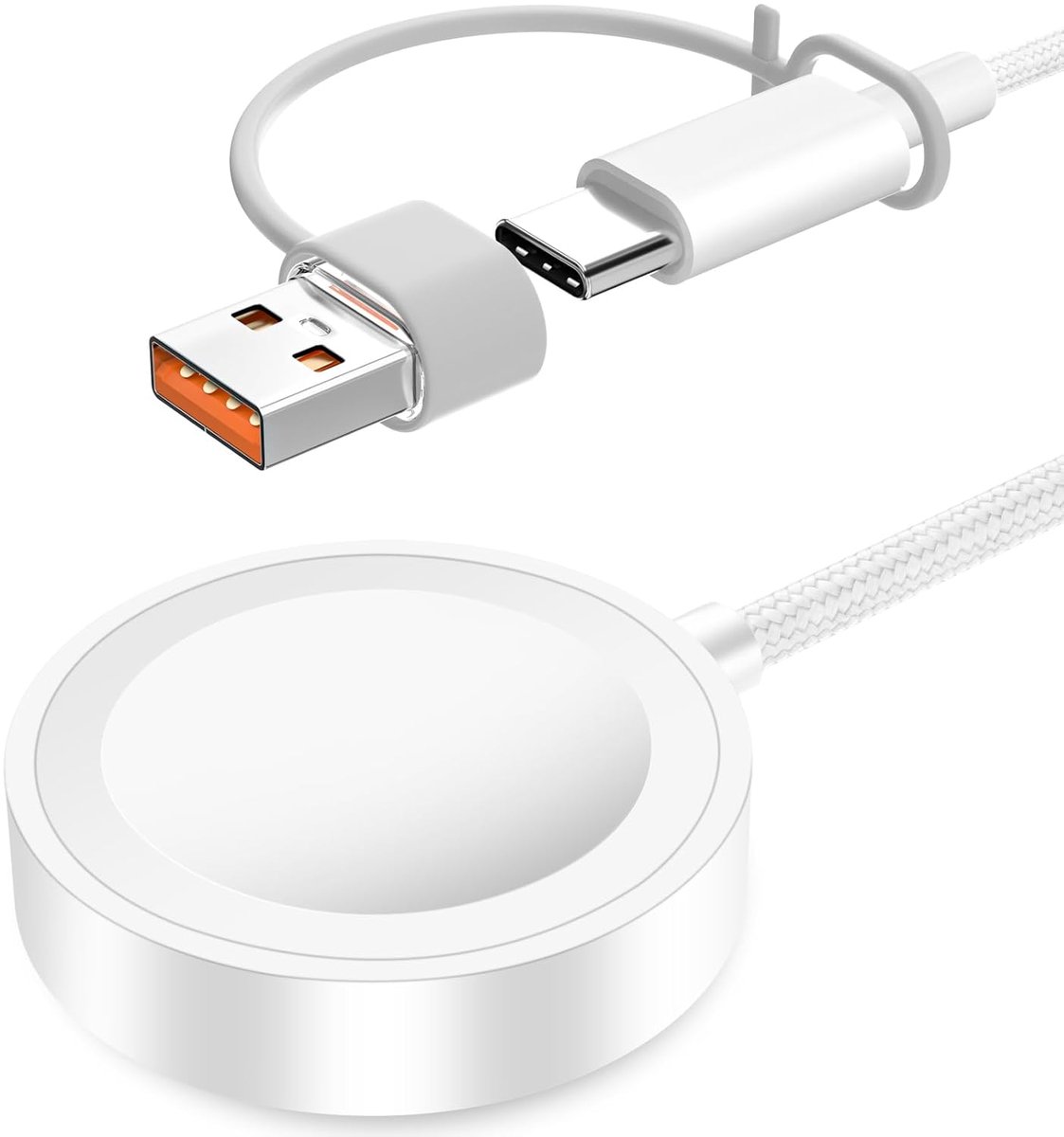 2-in-1 oplaadkabel, magnetisch, voor Apple Watch, inductief, 1,2 m