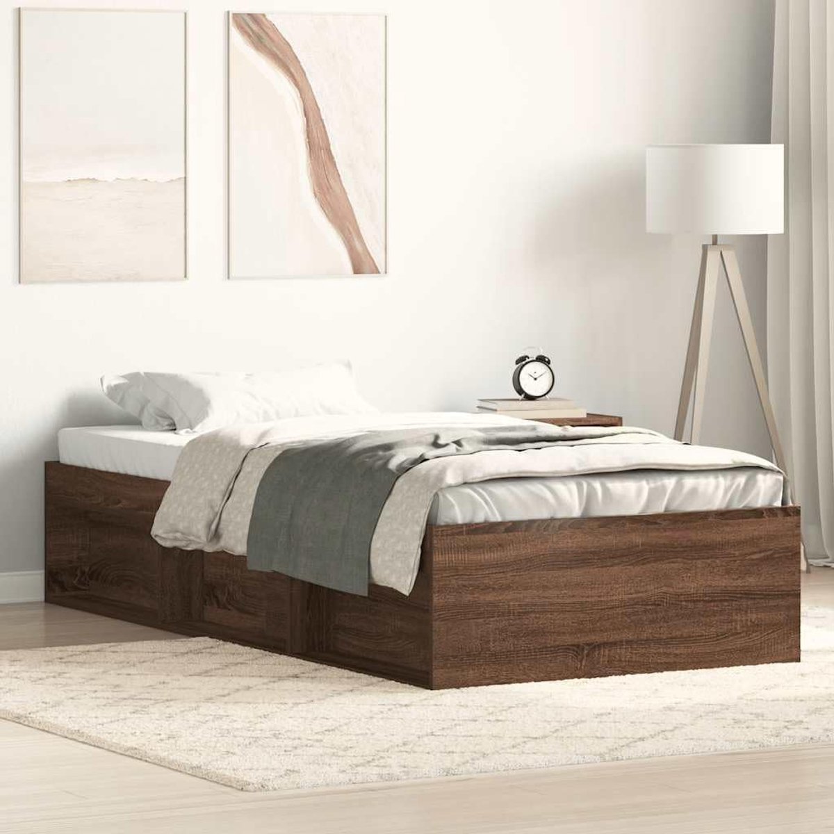 Hout Opbergbed 6 vakken 90x200 cm bruin eikenkleur